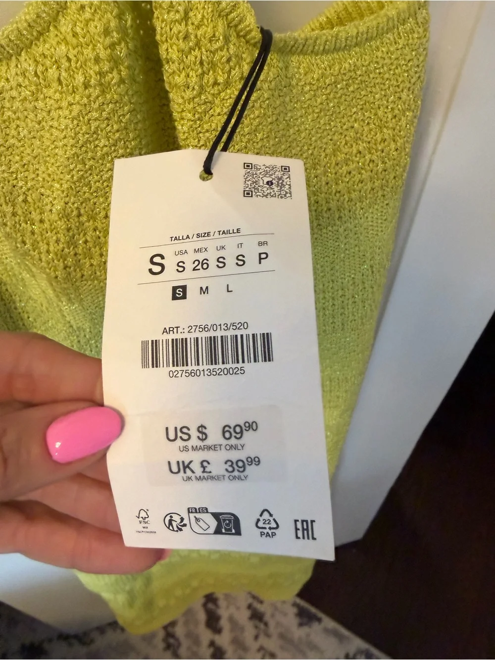 Zara Lime Green Knit Cut-Out Midi Dress - Picture 4 of 4